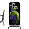 Papegaai - Veren - Opvallend - Groen Hoesje iPhone 16 Pro Max met koord klein -3d