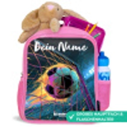 Neon - Net - Voetbal - Kleurrijk Kinderrugzak - Roze middel -inhoud_DE