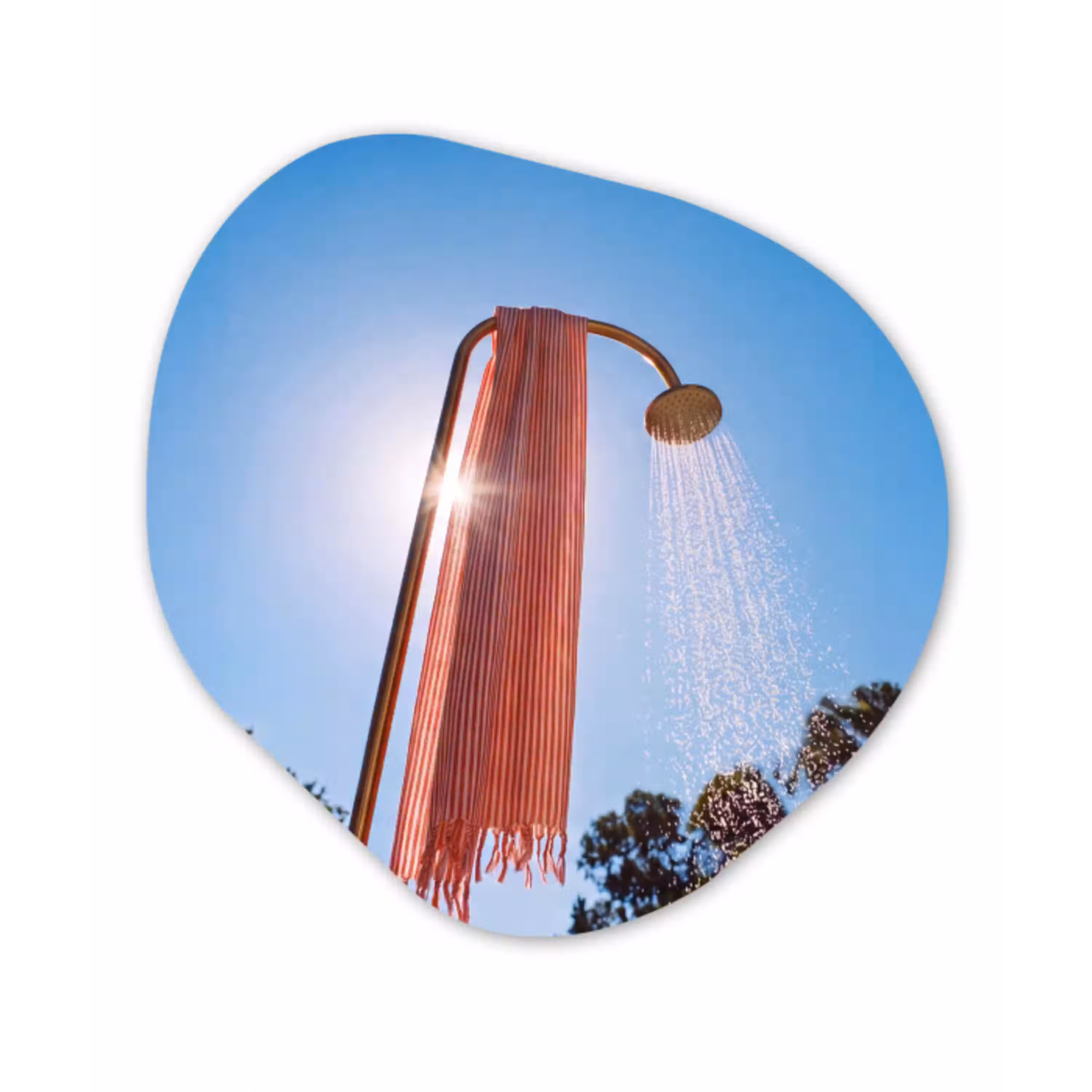 Douche - Water - Zomer - Blauw Wandcirkel Organisch Aluminium middel -3d