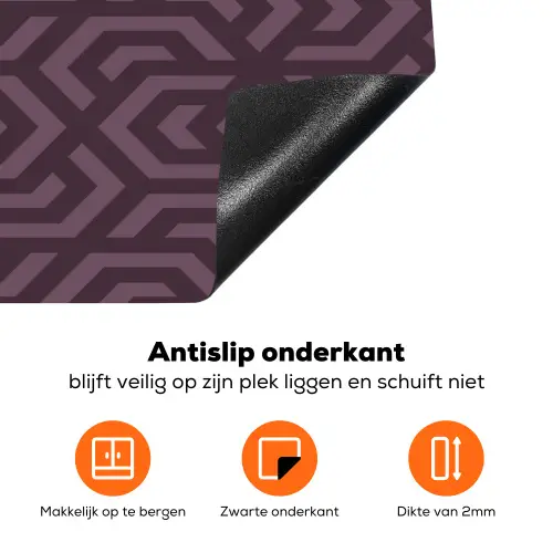 Paars - Geometrisch - Patroon - Donker Inductie beschermer vinyl 3mm klein 276 -zzzzzzz-td-onderkant