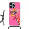 Giraf - Roze - Bril - Sjaal Hoesje iPhone 16 Pro Max met koord klein -3d