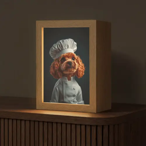 Bruin - Kok - Hondje Light Box met kabel (Tafellamp) klein -z3d_website