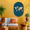 Wereldkaart - Donkerblauw - Beige Wandcirkel Ovaal Glas middel -sfeer4