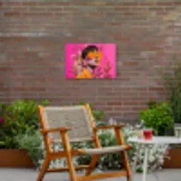 Zonnebril - Oranje - Vrouw - Planten Tuinposter op houten frame 2 cm dik klein -sfeer3