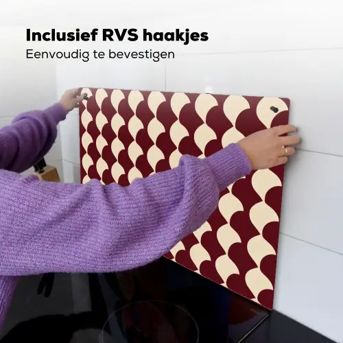 Rood - Tegelpatroon - Crème Inductie beschemer met haakjes klein 777 -ky-ophangen-nl