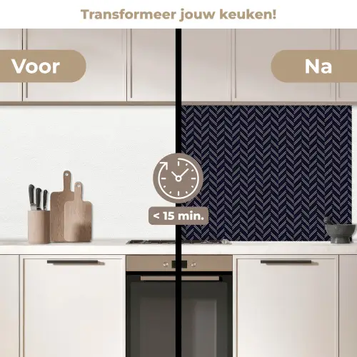 Plaid - Patroon - Visgraad - Blauw keuken achterwand 2 middel 871 -voor-na2_NL