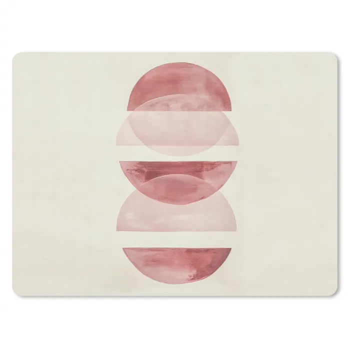 Minimalistisch - Cirkels - Roze muismat rubber klein -3d