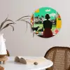 Vrouw - Keuken - Katten - Doorkijk Wandcirkel kunststof plaat 5mm dik klein -sfeer4