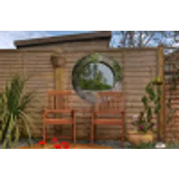 Palmbomen - Tropisch - Doorkijk - Strand Wandcirkel tuinposter met ringen klein -buiten3