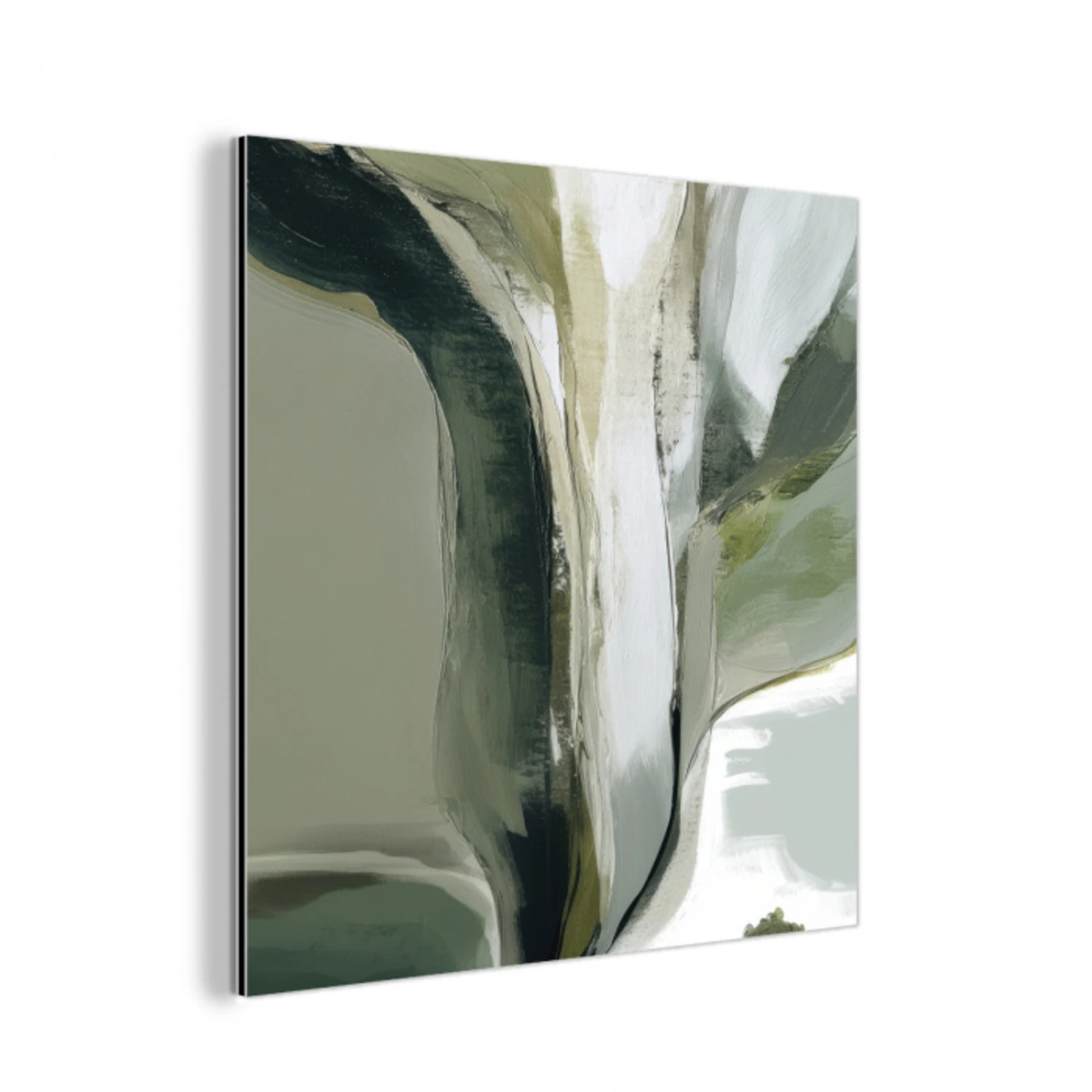 Natuur - Abstract - Groen - Penseelstreken aluminium wit klein -3d