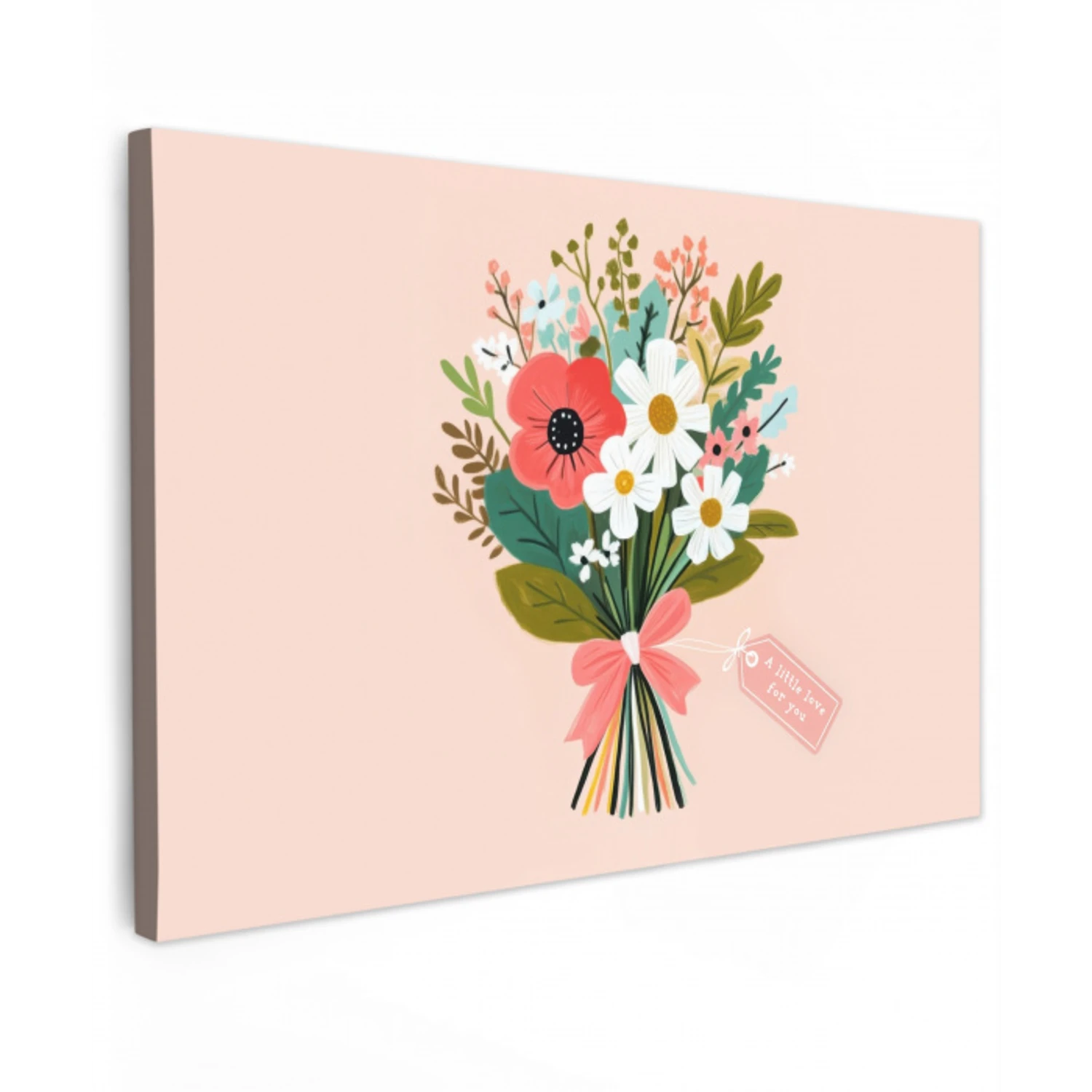 Boeket - Strikje - Kaartje - Quote Tuinposter op houten frame 2 cm dik klein -3d