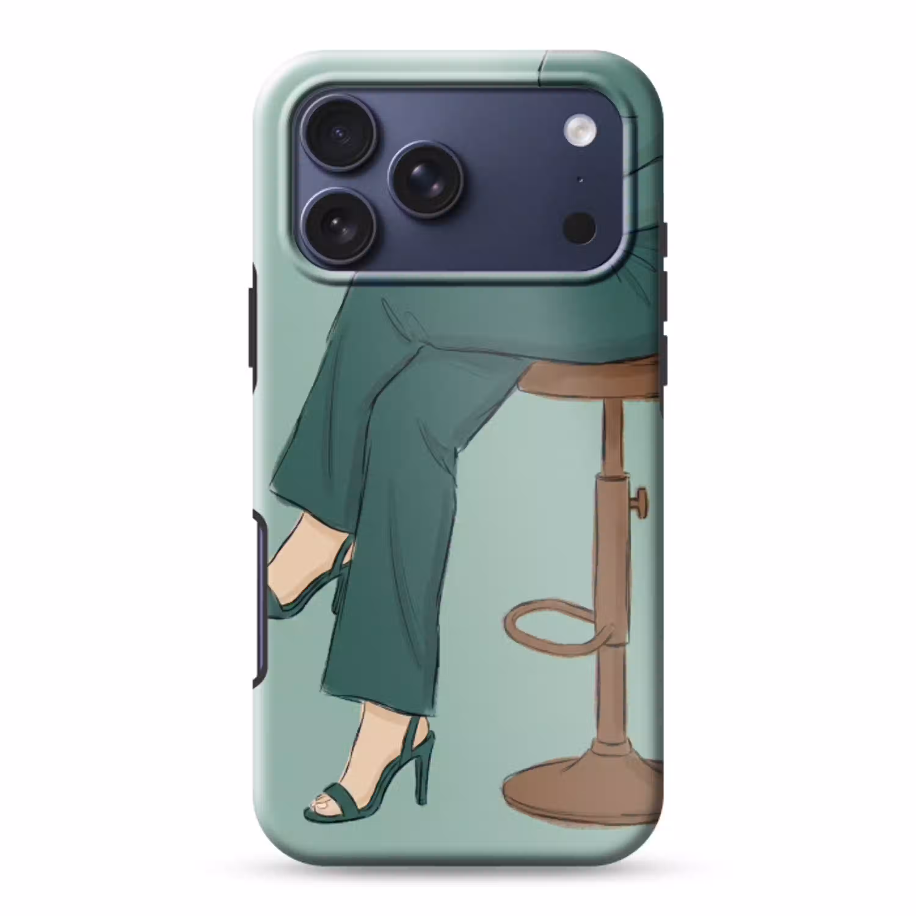 Vrouw - Laptop - Zittend - Illustratie - Groen Toughcase MagSafe Apple iPhone 17 Pro Max klein -3d