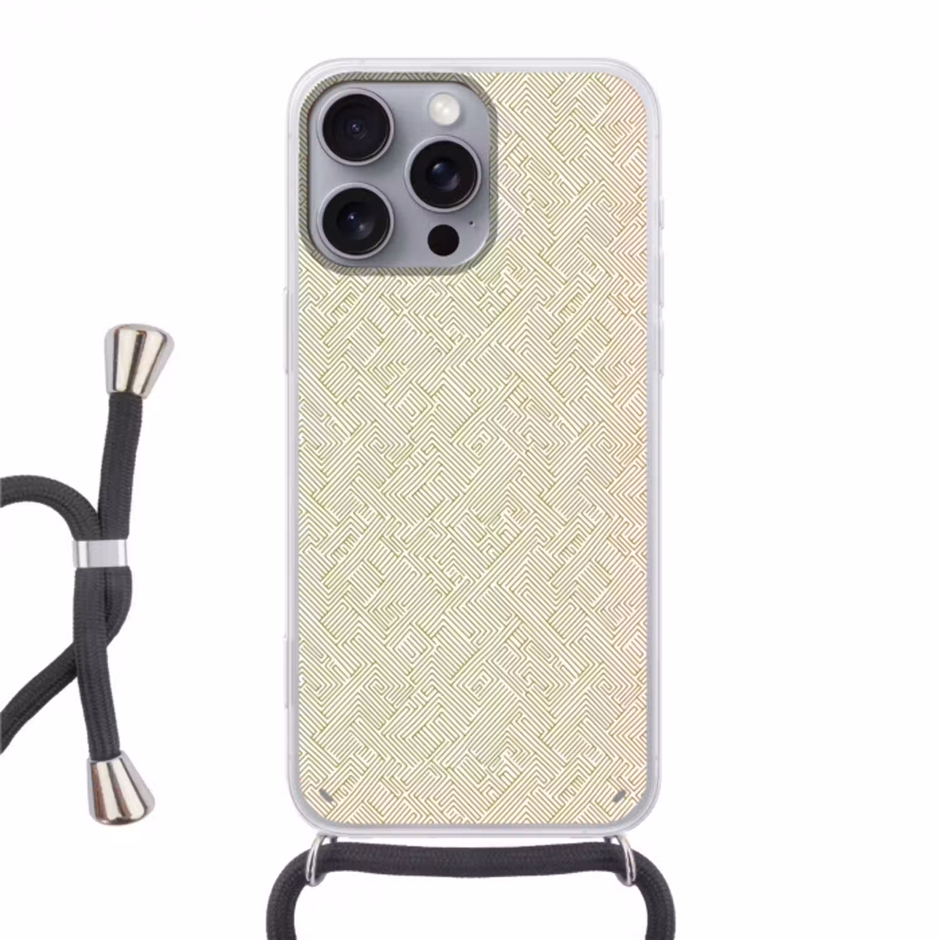Geometrisch - Lijnen - Groen Hoesje iPhone 16 Pro Max met koord klein 804 -3d
