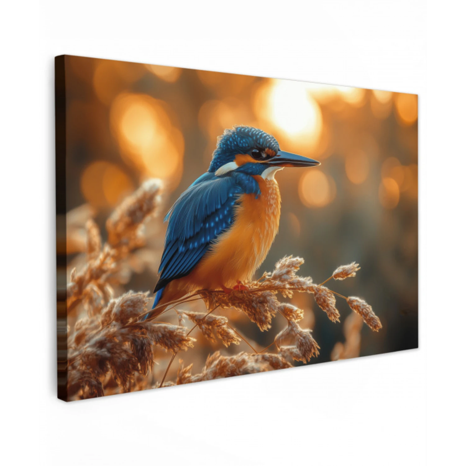 IJsvogel - Herfst - Vogels - Zon - Natuur - Herfsttakken Tuinposter op houten frame 2 cm dik klein -3d