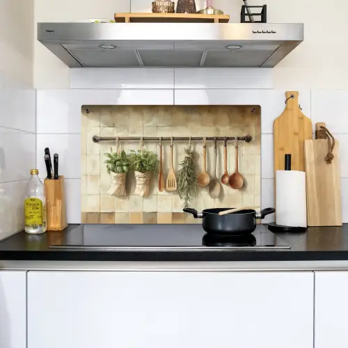 Hout - Keukengerei - Stilleven - Tegels Inductie beschemer met haakjes klein -sfeer2