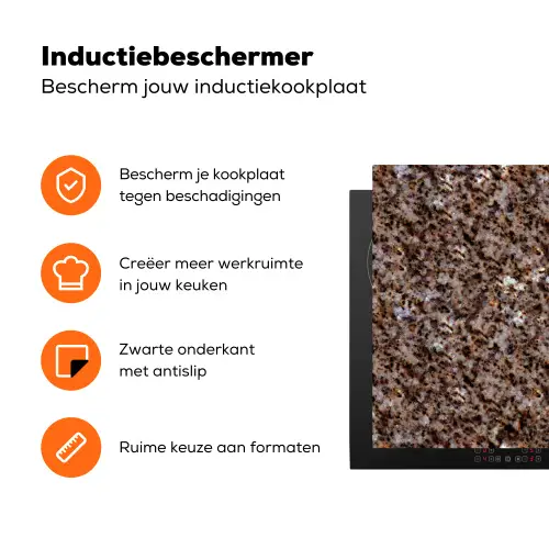 Graniet - Bruin - Structuur Inductie beschermer vinyl 3mm klein 276 -zzzzzzz-td-ups