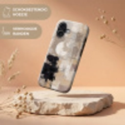 Abstract - Cirkel - Modern - Beige - Zwart - Minimalistisch Toughcase MagSafe Apple iPhone 17 klein -USP_RandenV_NL