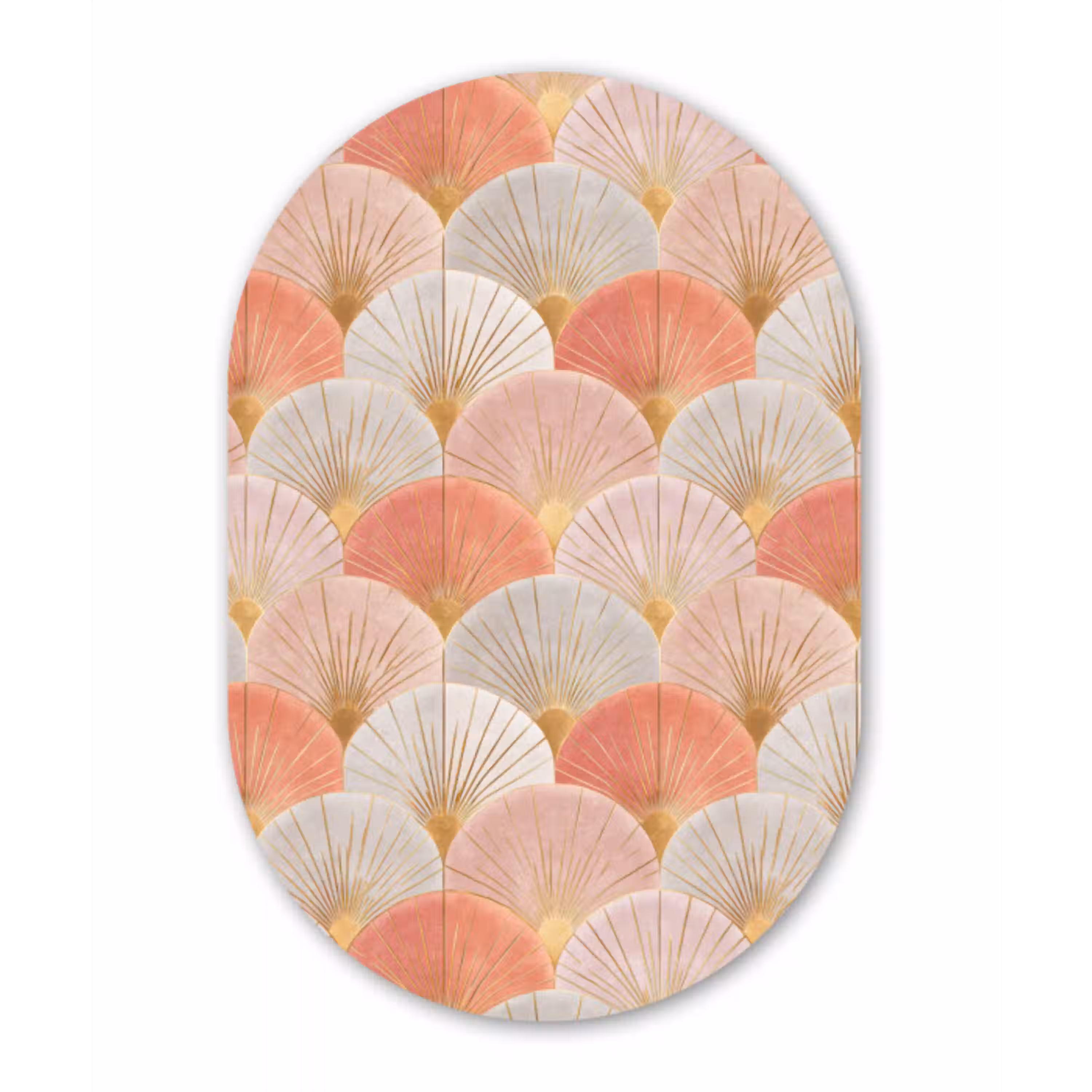 Waaiers - Goud - Roze Wandcirkel Ovaal Aluminium middel 839 -3d