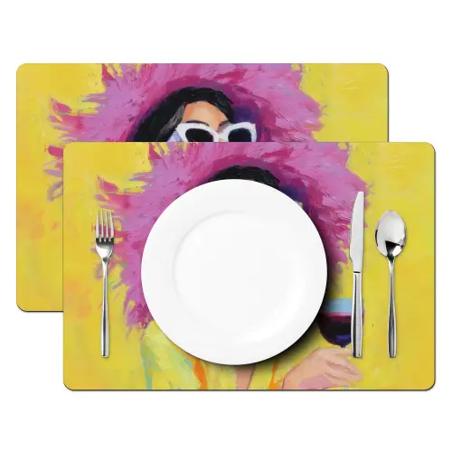 Vrouw - Hoed - Paars - Wijn Placemat vinyl groot -zzsfeer2_Kitchenyeah-website