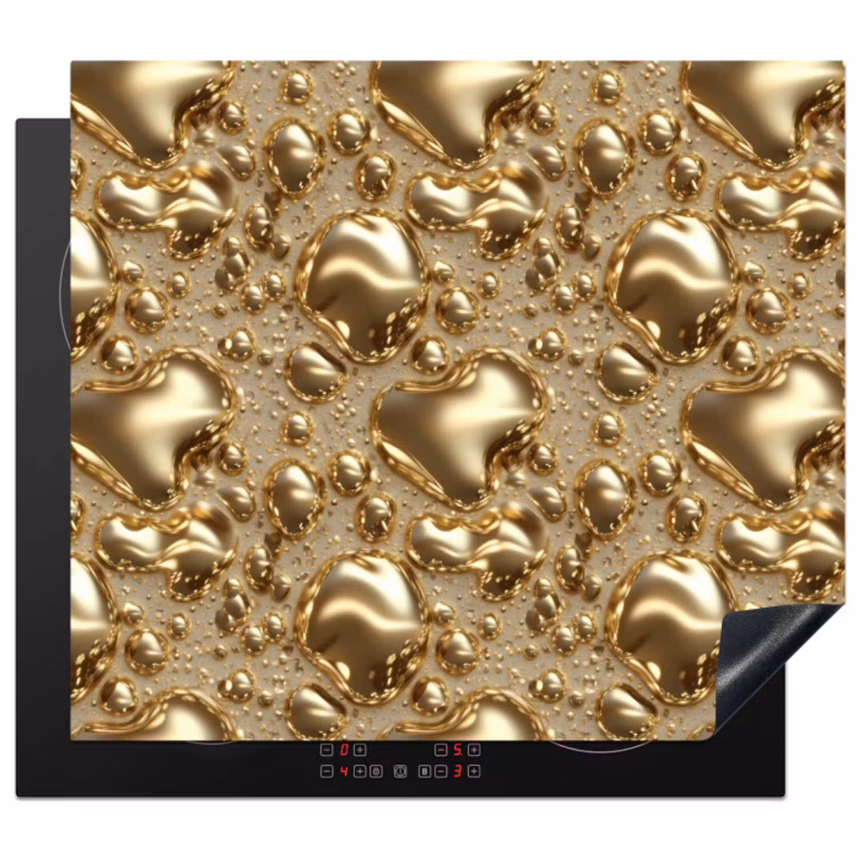 Druppels - Organisch - Goud Inductie beschermer vinyl 3mm middel 274 -3d