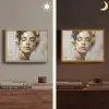 Sierlijk - Vrouw - Goud - Ogen Light Box met batterij (Wandlamp) middel -sfeer3