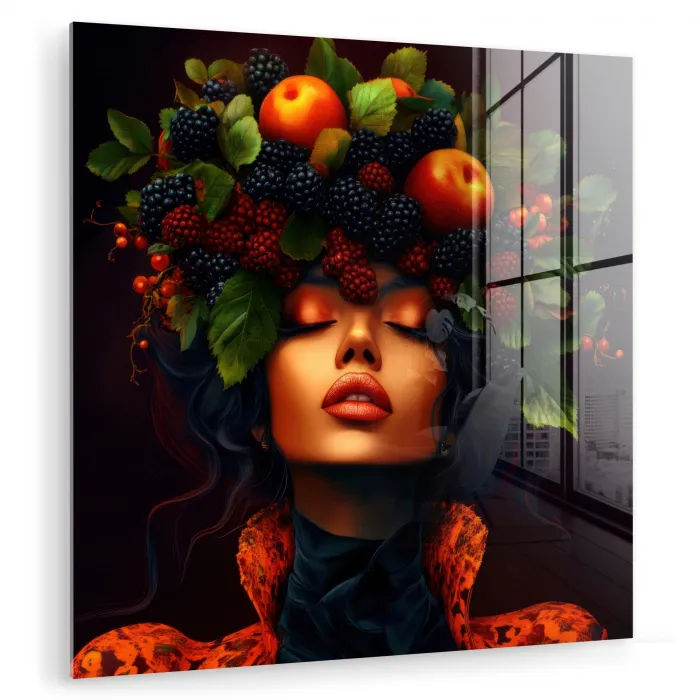 Vrouw - Zwart - Bessen - Bramen - Appels plexiglas 5mm klein -zzzproduct_nieuw