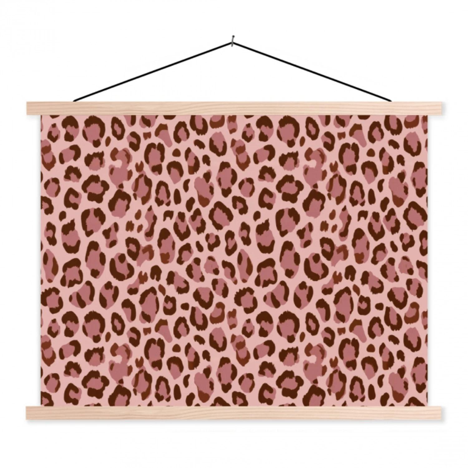 Luipaard - Patroon - Roze textielposter latten blank klein 122 -3d