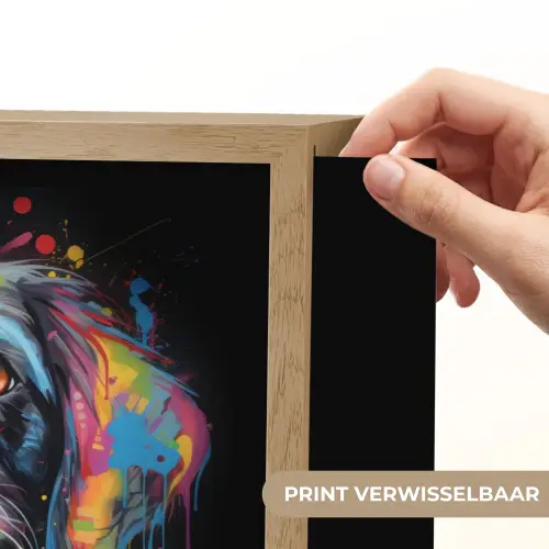 Graffiti - Hond - Zwart - Kleuren Light Box met batterij (Wandlamp) middel -USP_websiteprintNL