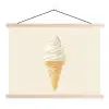 Softijs - Hoorntje - Wit textielposter latten blank klein -3d