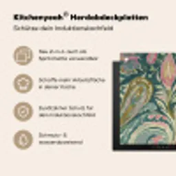 Patroon - Kleurrijk - Sierlijk - Groen Inductie beschermer vinyl 3mm middel -zzzzzzusp-haakje_DE