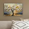 Boom - Bloemen - Goud - Beige canvas 2cm klein -sfeer3