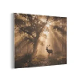Hert - Bos - Mistig - Natuur - Goud PET vilt klein -3d