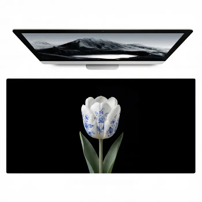 Tulp - Patroon - Blauw Muismat XXL klein -zzz3d