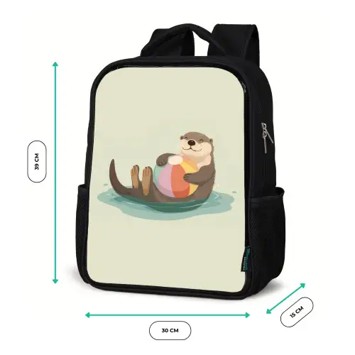 Otter - Strandbal - Kleurrijk Rugzak - Zwart middel -productfoto_formaten