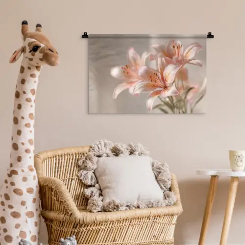 Lelies - Meeldraden - Roze - Wazig Wandkleed katoen klein -wsfeer5_kind