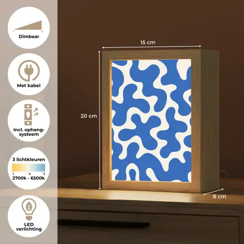 Vormen - Abstract - Blauw - Golven Light Box met kabel (Tafellamp) klein -USP_NL