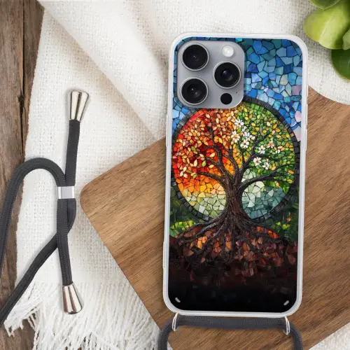 Boom - Seizoenen - Mozaïek - Bergen Hoesje iPhone 16 Pro Max met koord klein -sfeer4