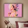 Vrouw - Bloemen - Paars - Abstract Textielframe - compleet frame klein -sfeer1