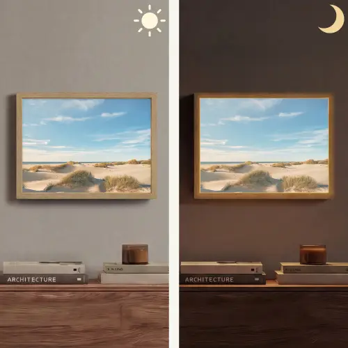 Duinen - Zomer - Landschap - Zee - Strand Light Box met batterij (Wandlamp) middel -sfeer3