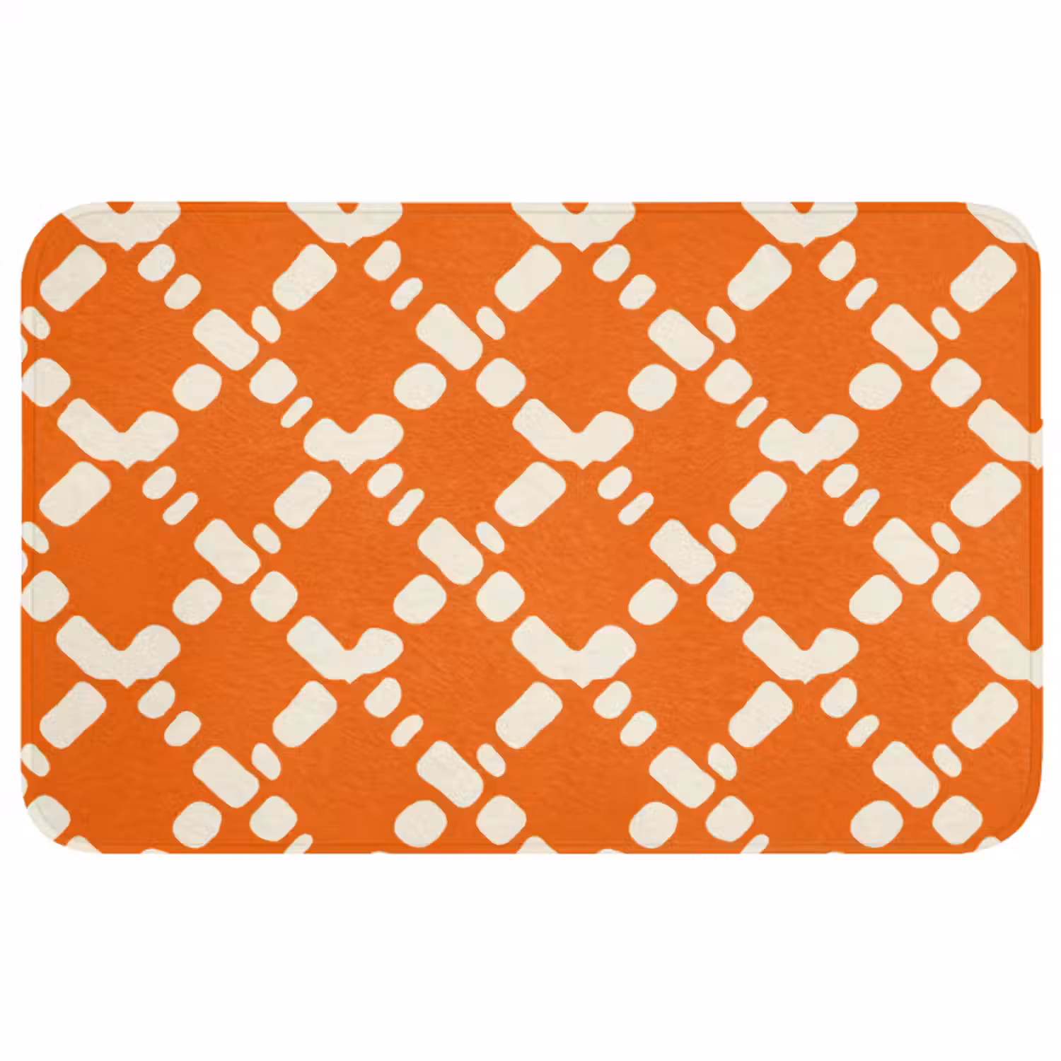 Badmat - Oranje - Ruitpatroon - Wit