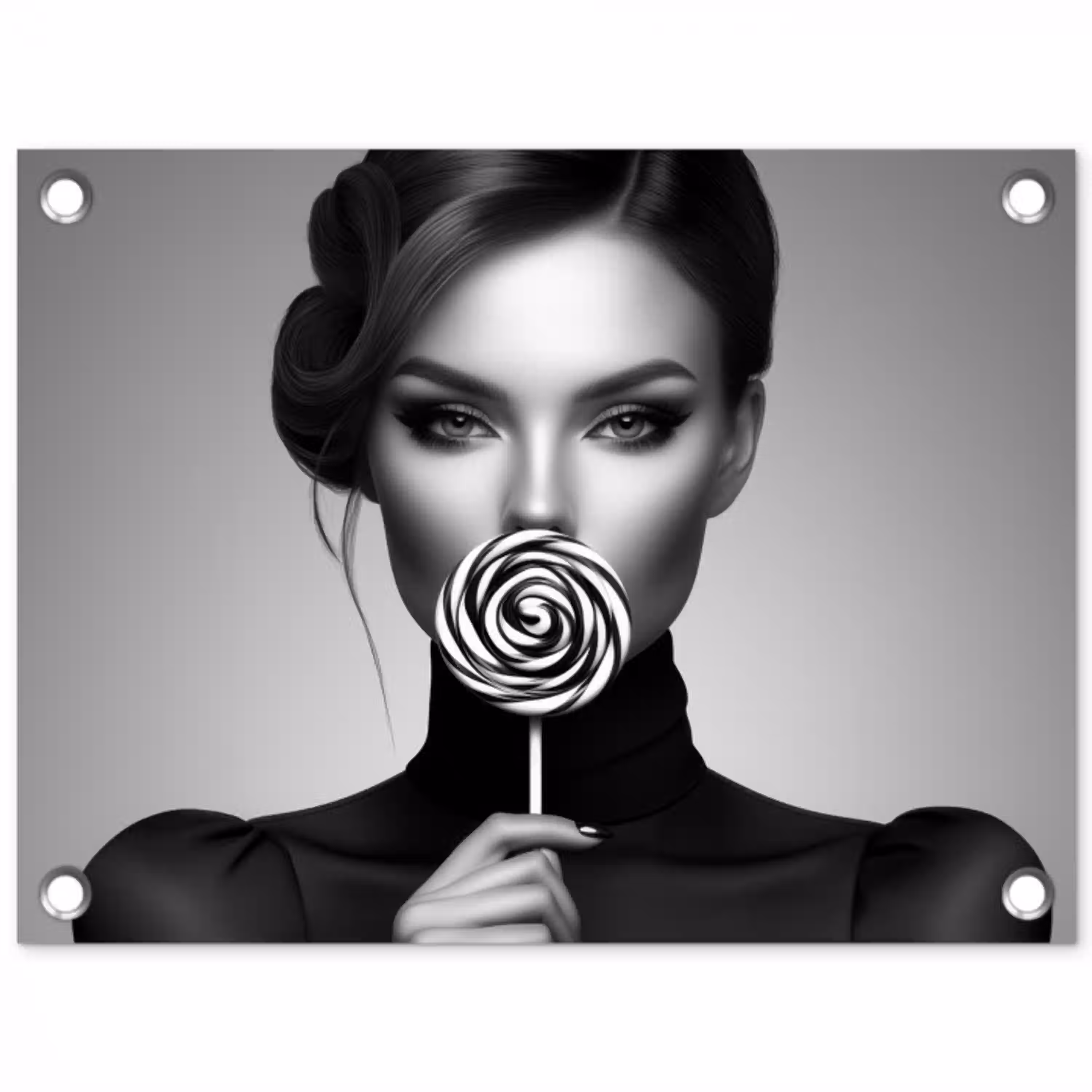 Vrouw - Lolly - Zwart tuinposter los doek klein -3d