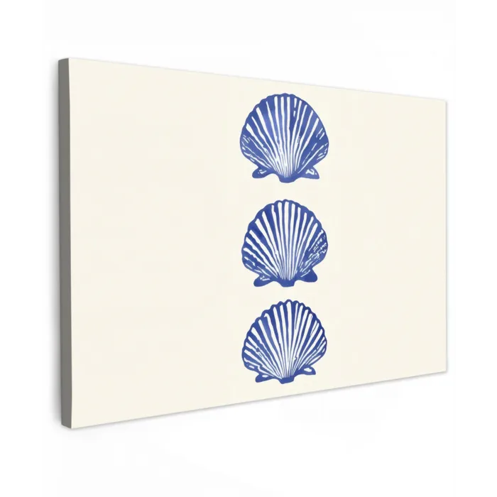 Schelpen - Blauw - Patroon Tuinposter op houten frame 2 cm dik klein -3d