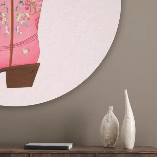 Cowboylaarzen - Roze - Boeket - Bloemen Akoestische PET Vilt - Rond klein -sfeer5_closeup