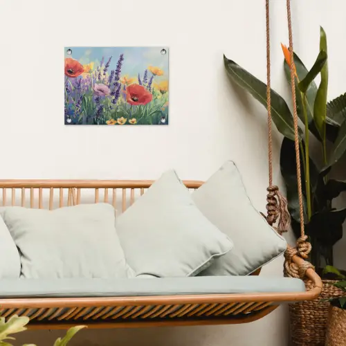 Weide - Bloemen - Kleurrijk tuinposter los doek klein -sfeer7