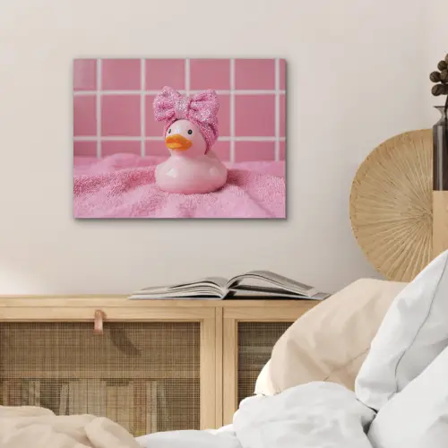 Badeend -Strik - Roze PET vilt klein -sfeer3