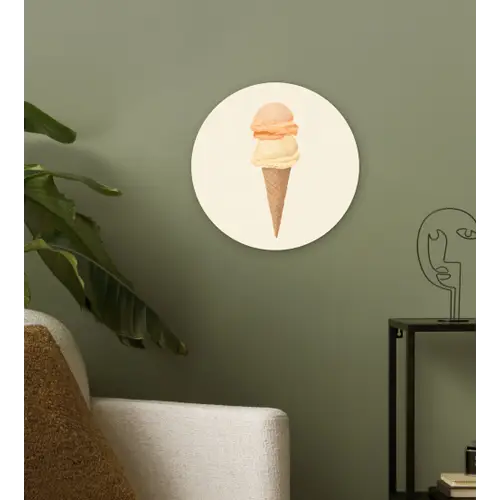 Minimalistisch - Schepijs - Hoorntje - Beige Wandcirkel plexiglas klein -sfeer3