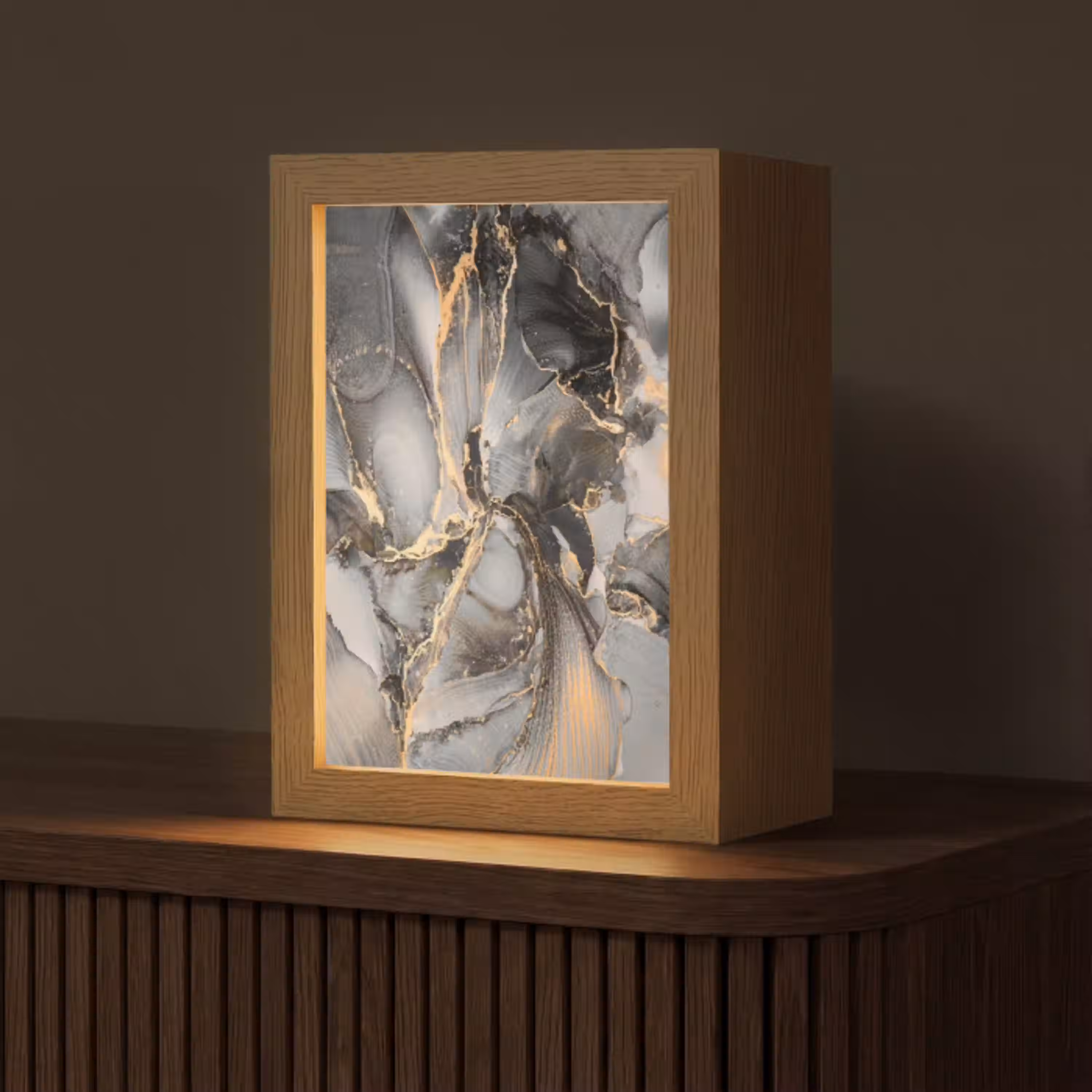 Grijs - Luxe  - Goud - Marmer Light Box met kabel (Tafellamp) klein -z3d_website
