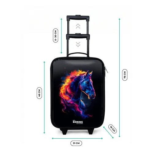Zijaanzicht van een paard met vurige manen Kinderkoffer - Zwart klein -productfoto_formaten