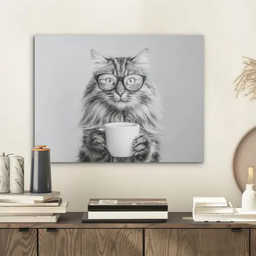 Kat - Bril - Mok - Pluizig PET vilt klein -sfeer1
