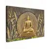 Gouden Boeddha-reliëf Tuinposter op houten frame 2 cm dik klein -3d